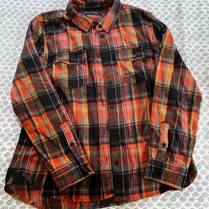 United By Blue Orange Black Plaid Button-Down Shirt